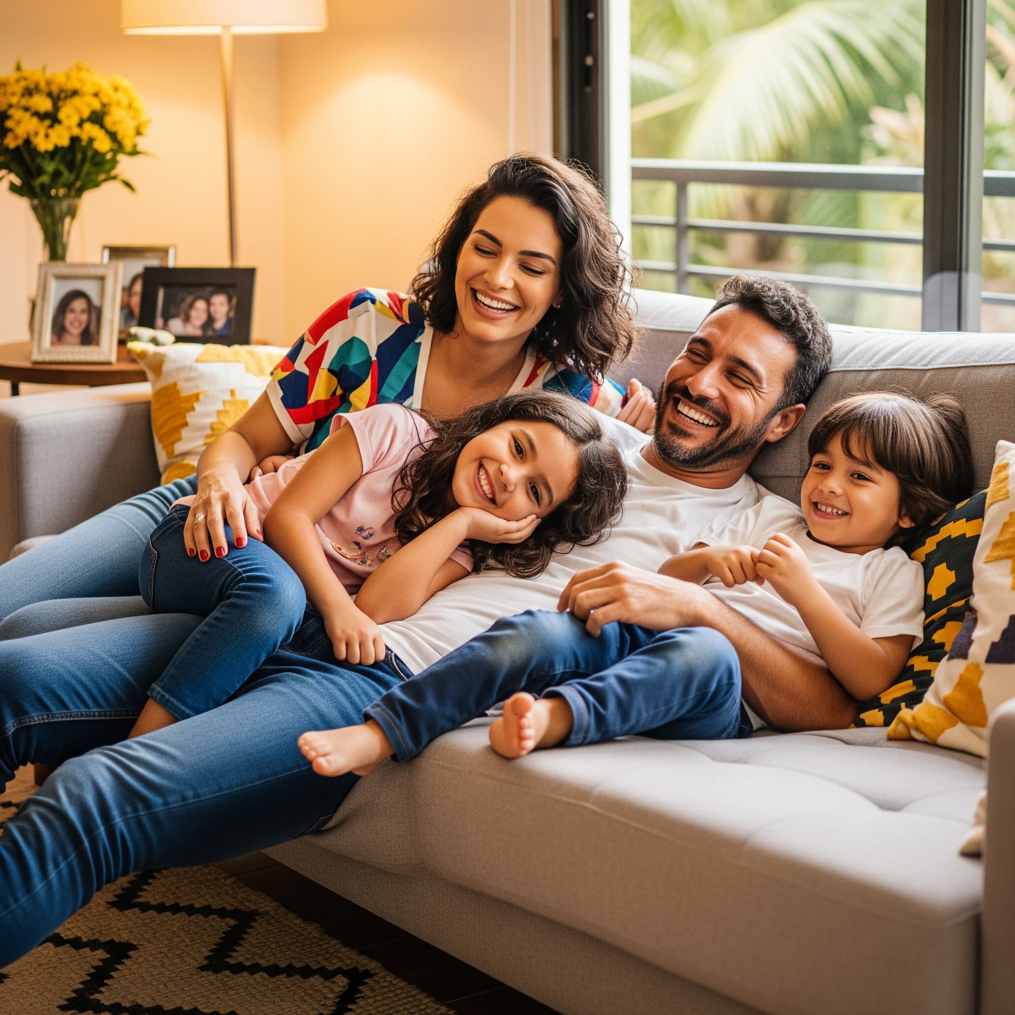 Família feliz representando sonhos realizados