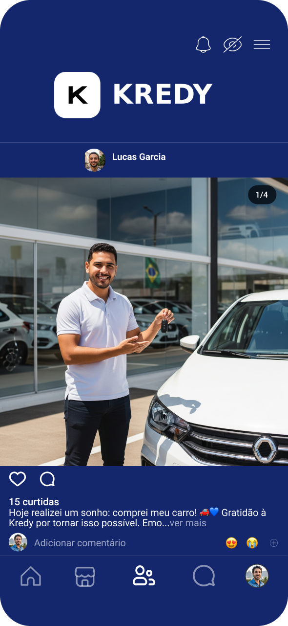 Print do social feed com pessoas realizando sonhos